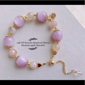 - ***14K GP Cherry blossom agate &lavender amethyst Bracelet B-6